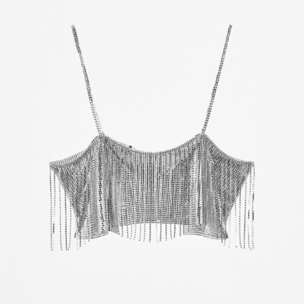 Zara fringe rhinestone top.